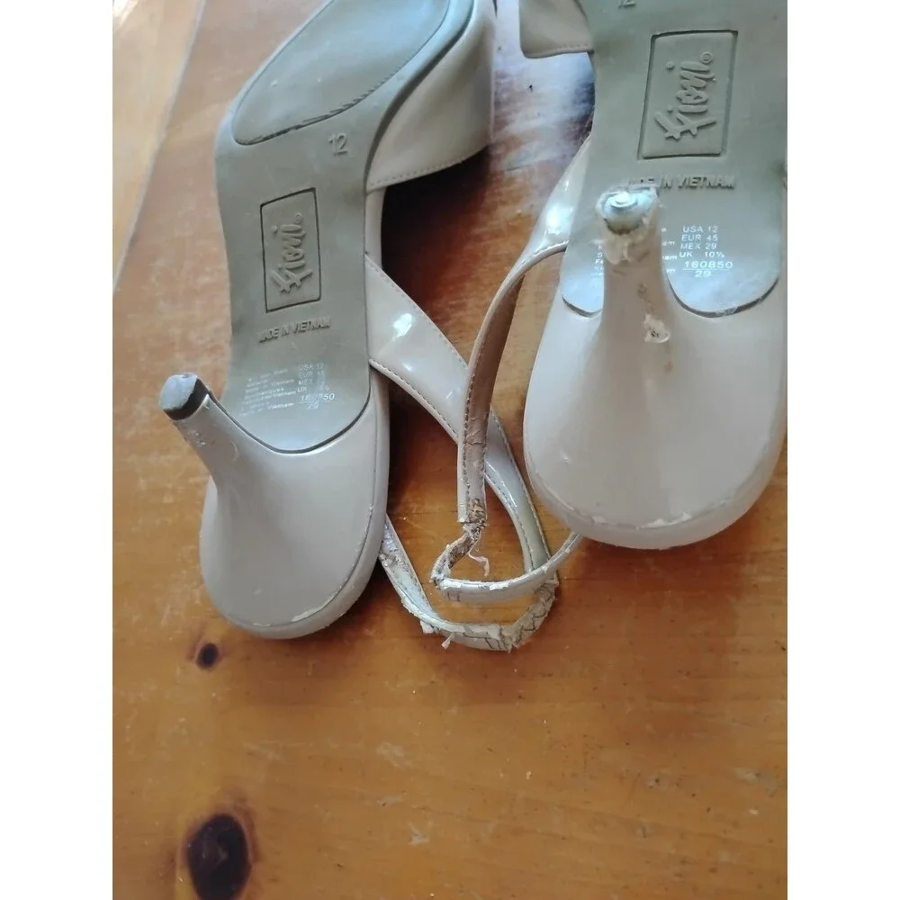 FIONI Women’s Beige Pointed Toe Slingback Heels US 12 Used Relax Cosplay Boho